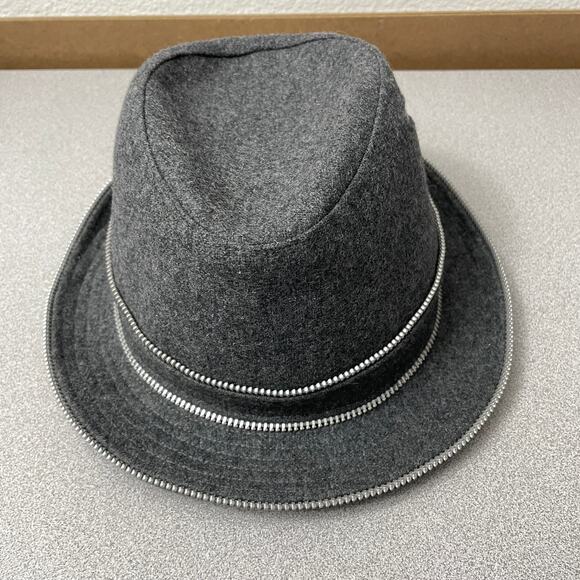 Cha Chas House of Ill Repute Fedora Hat Womens Gray Lined Zip Pocket Skull 6 3/4 main image 8
